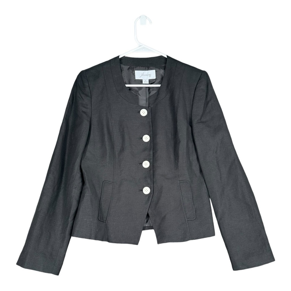 JH Collectibles Suits‎ 6 Black Blazer Lined Linen Blend Office Career Old Money